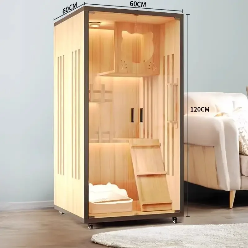 

Large Cat House Indoor Pet Cage with Spacious Room Non Wooden Cat Villa for Home