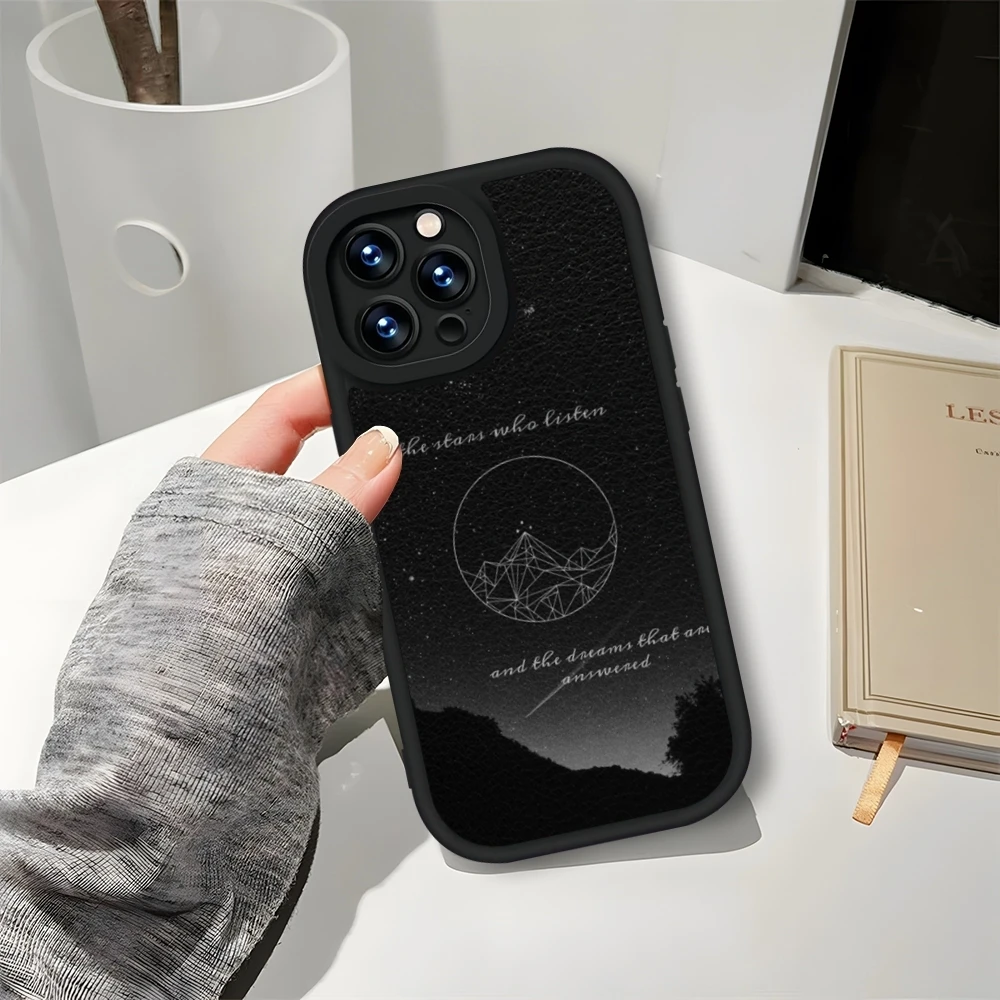 Acotar A Court of Mist and Fury Phone Case Leather Black For IPhone 13 16ProMax 12 15 11 14 Pro Max Mini Plus Soft Silicone