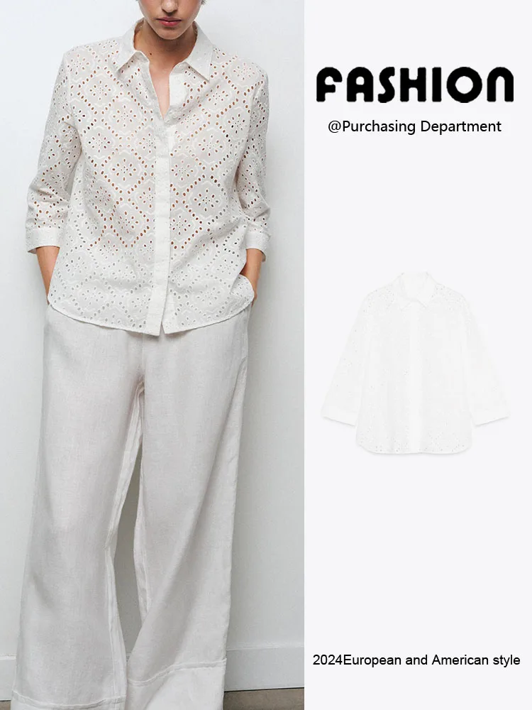 

Новое весеннее поступление, женский удобный однотонный облегающий воротник с вышивкой, свободный крой Seven Sve