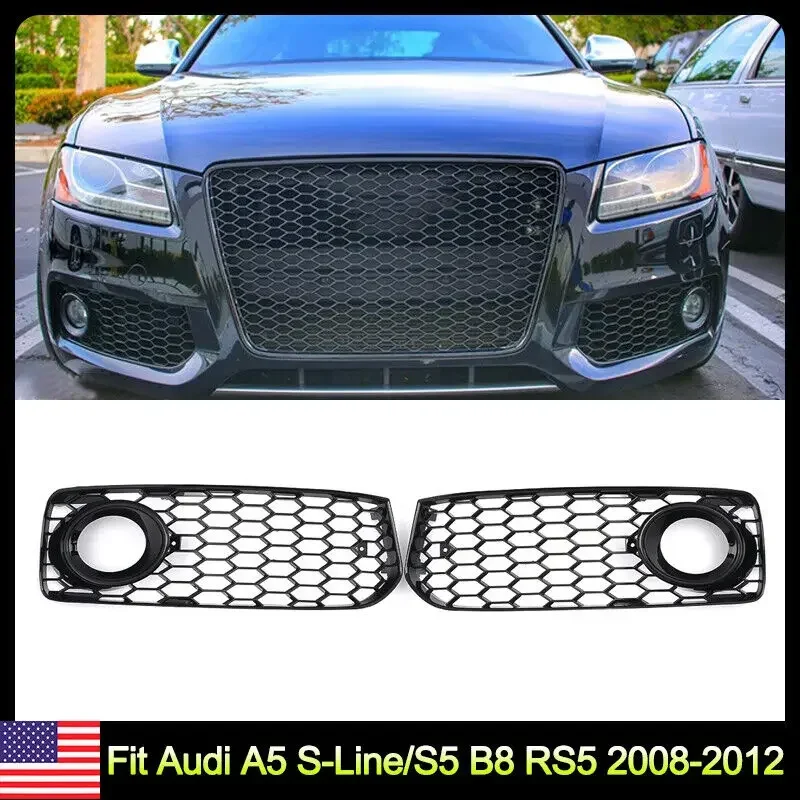 

Black Honeycomb Mesh Fog Light Grille Cover For Audi A5 S-Line S5 B8 RS5 2008-2012 audi A5 front grille car accessories