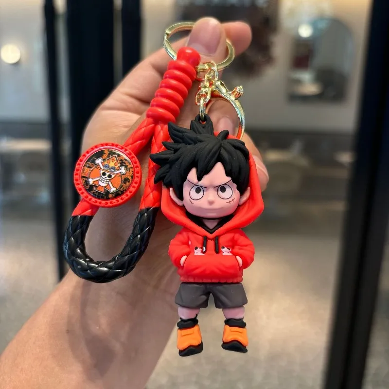 New cartoon woven one piece key chain Luffy doll key ring pendant key chain couple children's gifts