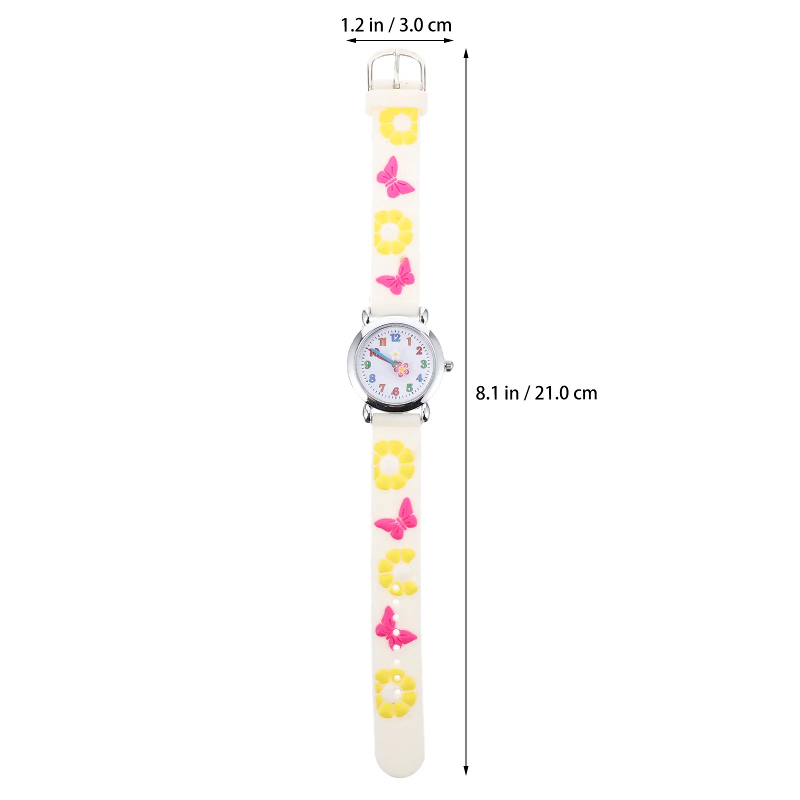 Wrist Watch Silicone Band Flowers Pattern Soft Comfortable Adjustable Strap Lovely Gift Lovely Watch