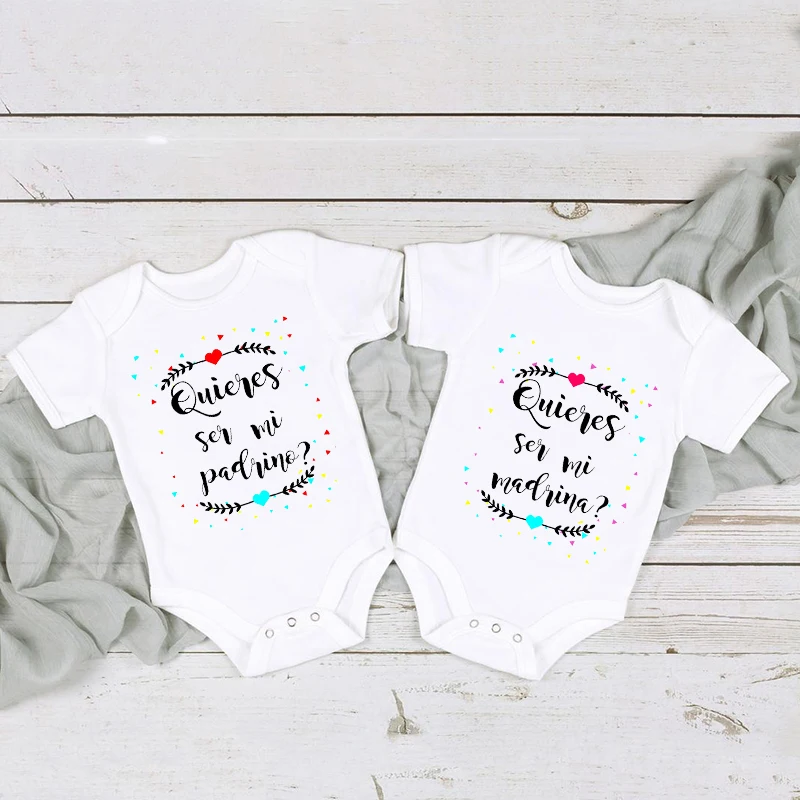 Do You Want To Be My Godmother / Godfather Newborn Baby Bodysuits Baby Announcement Gift Jumpsuit Cute Toddler Clothes