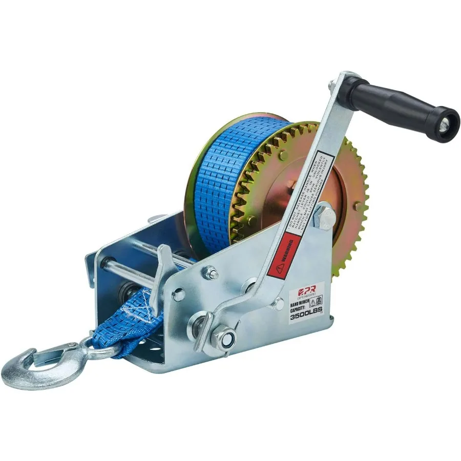 ونش القارب 3500 رطل، مع حزام أزرق بطول 32 قدمًا وسرعتين قابلة للتحويل، لونش سحب مقطورة القارب #1