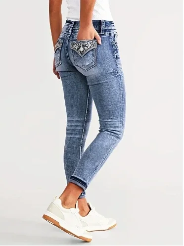 À la mode Slim Fit élastique minceur polyvalent brodé femmes brodé jean 2025 femmes décontracté Jogging pantalon Technolo