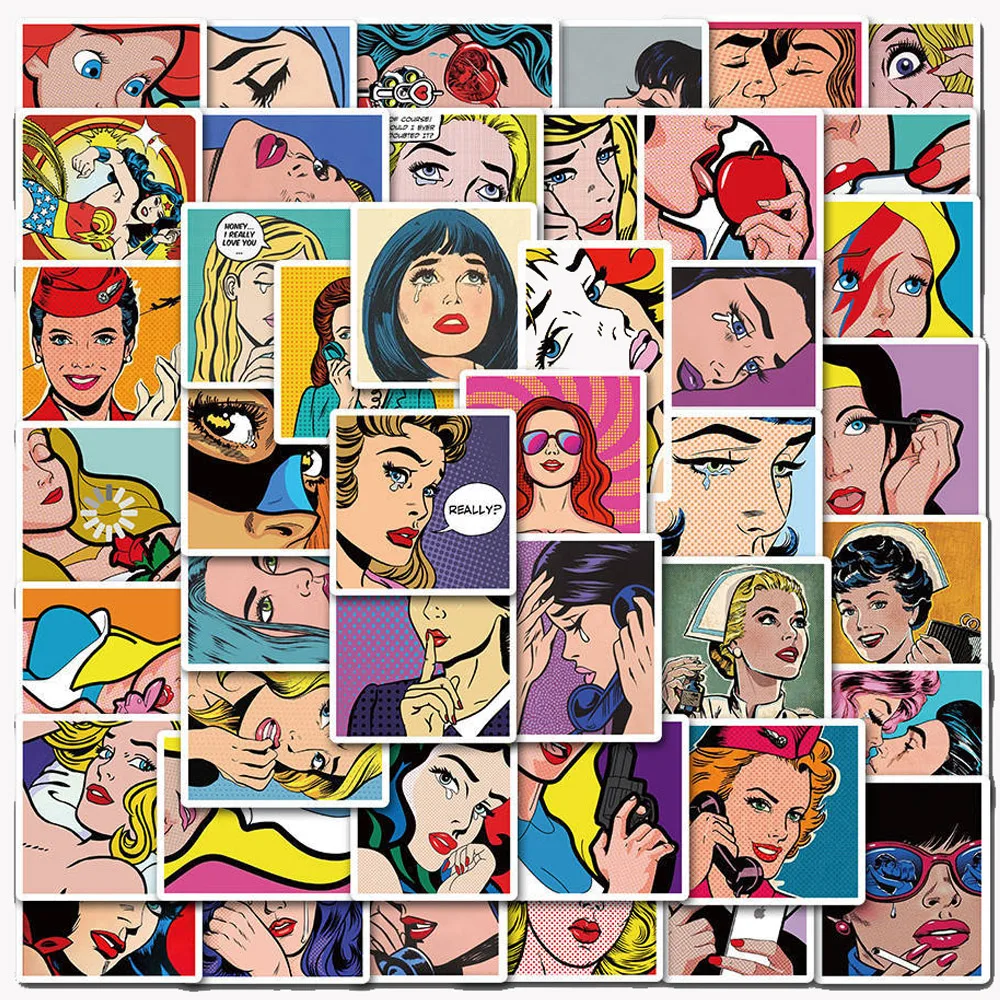 Pegatinas impermeables de arte Pop Art Retro para chica, calcomanías de grafiti para monopatín, portátil, equipaje, bicicleta, motocicleta y coche,