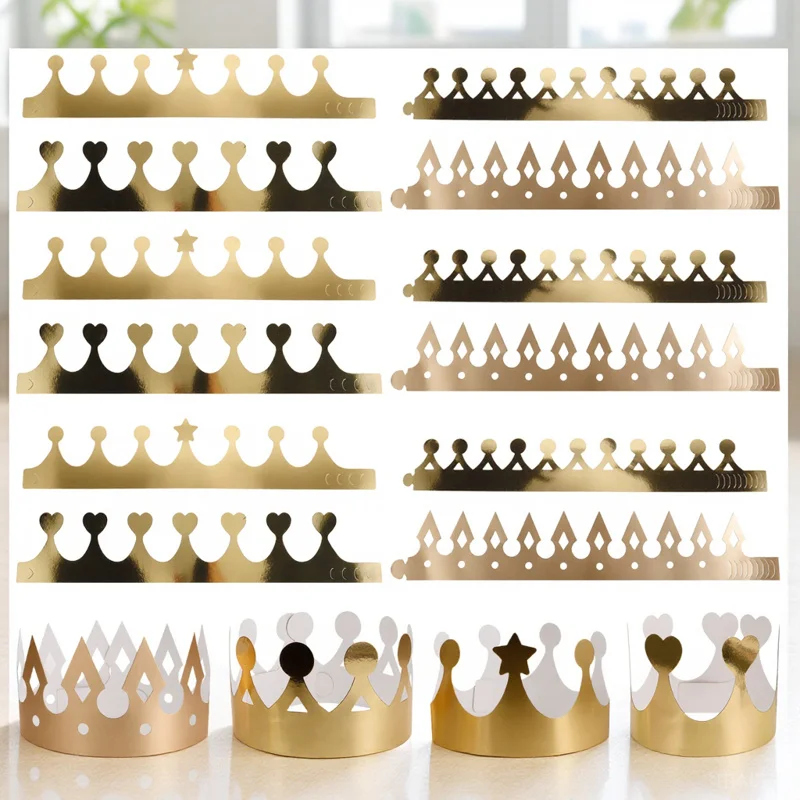 

40Pcs Kids King Crown Birthday Paper Crowns Thickened for Classroom Parties Birthday Crowns DIY Party Hat Decorations