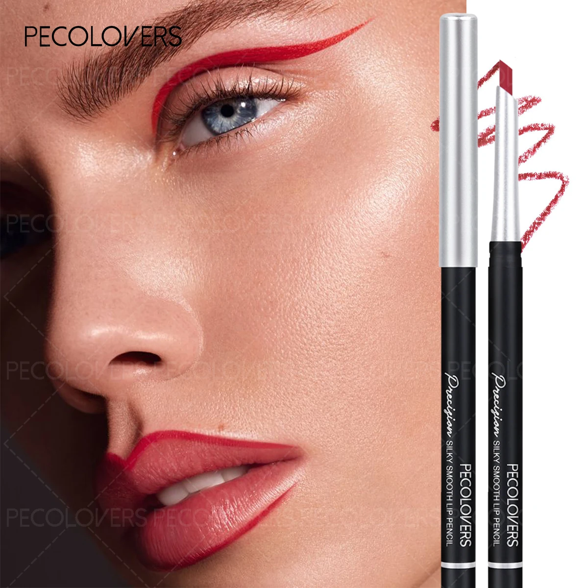 Crayon à lèvres et eye-liner velouté longue durée, imperméable, résistant à la transpiration, double usage, glisse facilement, rouge à lèvres nude, outil de maquillage