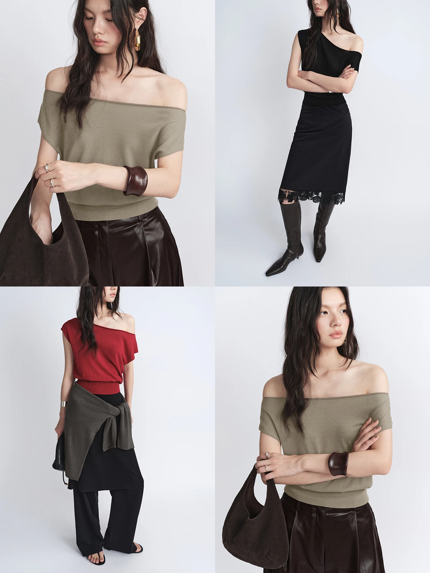 

FSYSKINS Soft Silk One-oulder ort Knitted Top Breathable Casual Sle Women's Faion Comfortable Svel Design