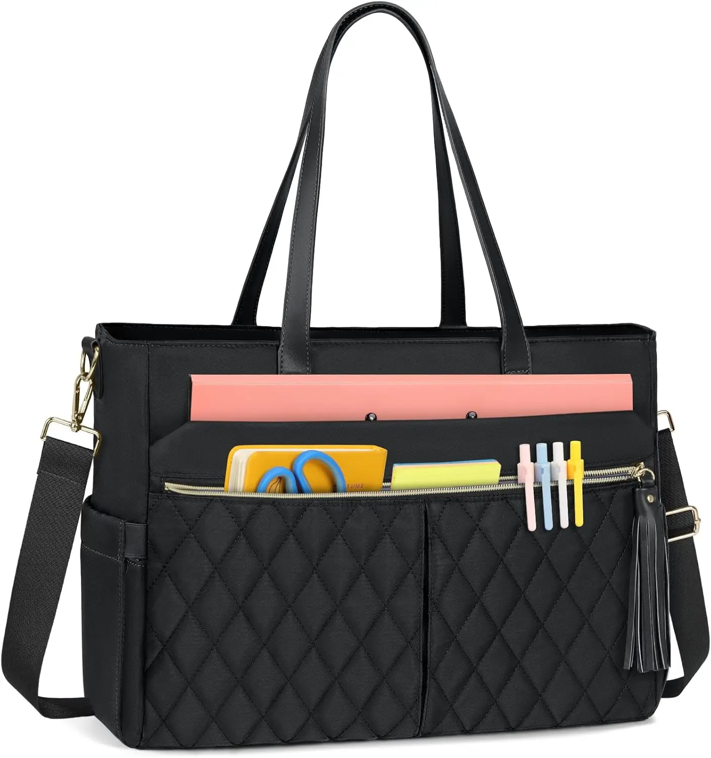 

Laptop Bag for Women 15.6 Inch Tote Bag Work Messenger Briefcase Black