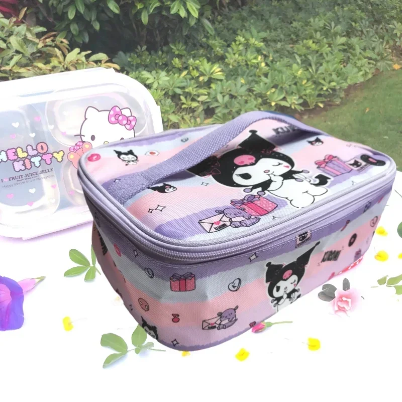 

Sanrio Hello Kitty Handbag Cartoon Student Lunch Box Bag Melody Lunch Box Insulation Bag Large Capacity Storage Bag