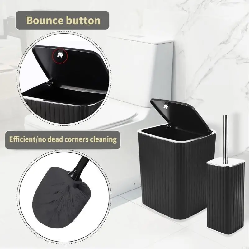 

97BA Modern 6Pcs Bathroom Accessory Set Trash Can Liquid Hand Soap Dish Hydraulic Cup Toothbrush Cup