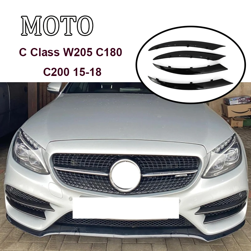 ABS Front Fog Lamp Light Grill Grille Decorative Covers Stickers For Mercedes Benz C Class W205 C180 C200 2015 2016 2017 2018