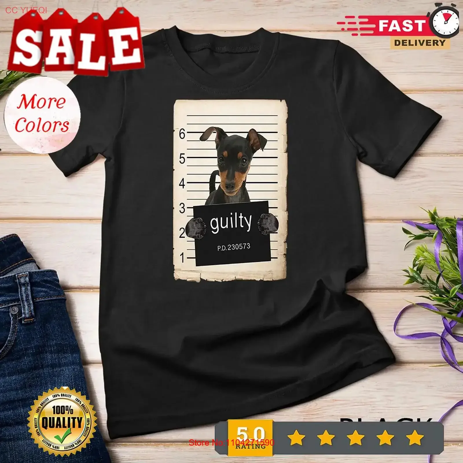 Miniature Doberman pinscher Dog mug shot bad T shirt vintage Washed Comfortable Versatile graphic Breathable fashion