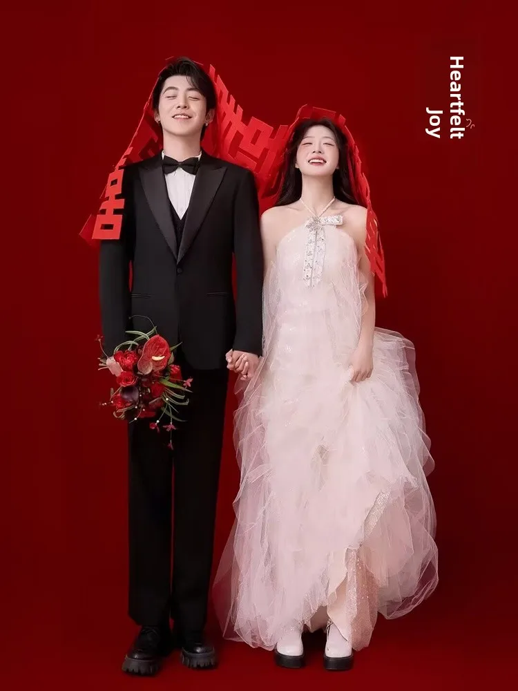 

2026 New Wedding Dress Atmosphere Sensation Neck Hanging Engagement Ceremony Forest System Customizable Bridal Gown