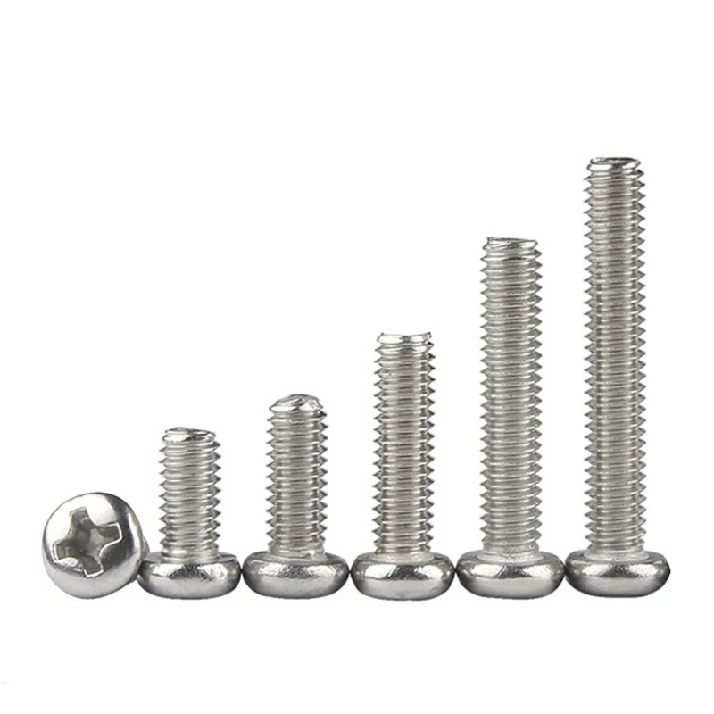 100pcs/lot Cross Recessed PM Pan Round Head Screws M1.2 M1.4 M1.6 M2 M2.5 A2-70 Stainless Steel Phillips Machine Screw