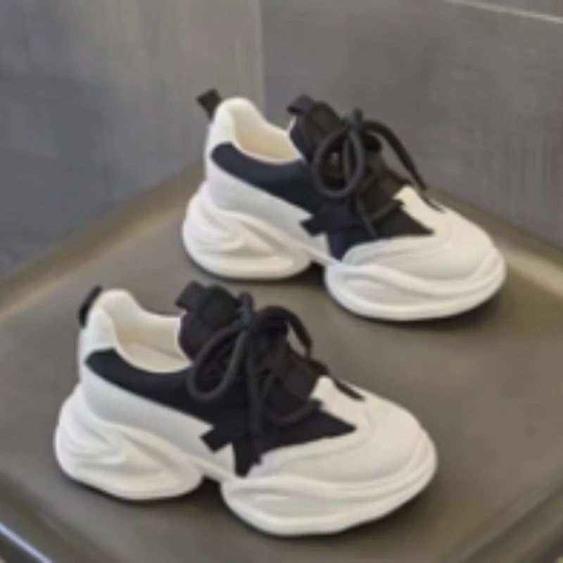 

Platform Sneakers for Women Fashion White Lace Up Running Shoes Casual Comfortable Round Toe Chunky Sport Shoes Zapatos De Mujer