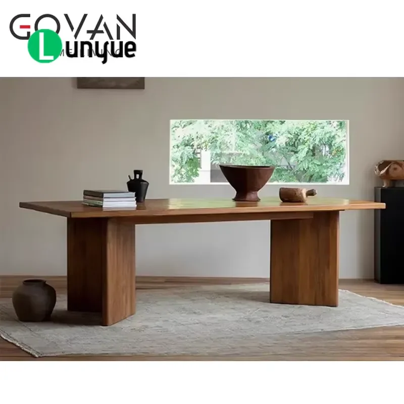Solid Wood Dining Table Stable Multi Functional Furniture for Family Hotel Villa Use Ancient Wood Design
