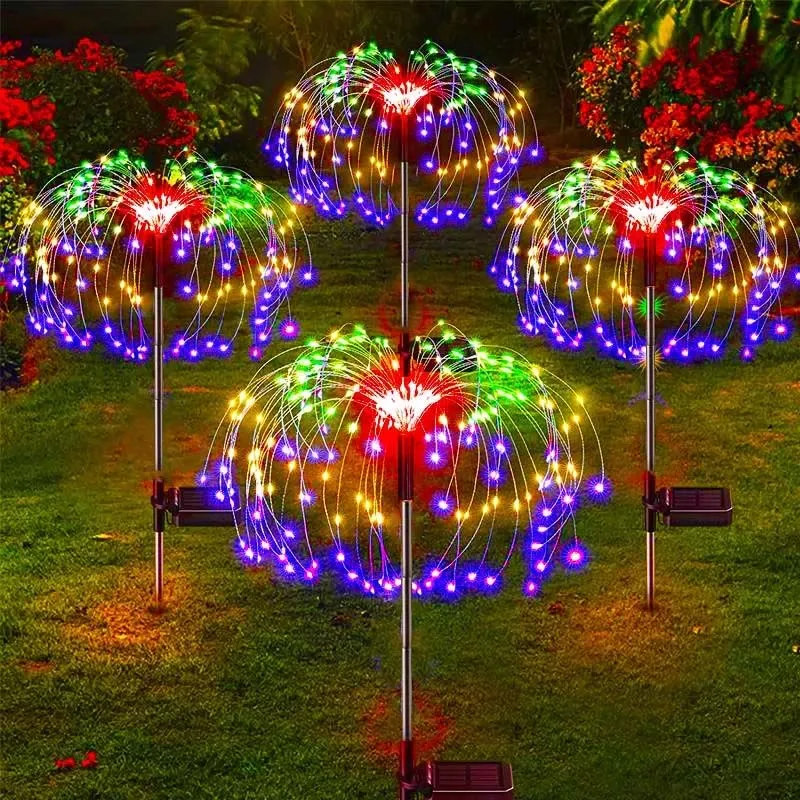 NONE LED Solar Feuerwerk Lichter Garten Dekoration Lichterkette Wasserdichte Outdoor Löwenzahn Rasen Lampe für Garten Landschaft Rasen Dekor 6