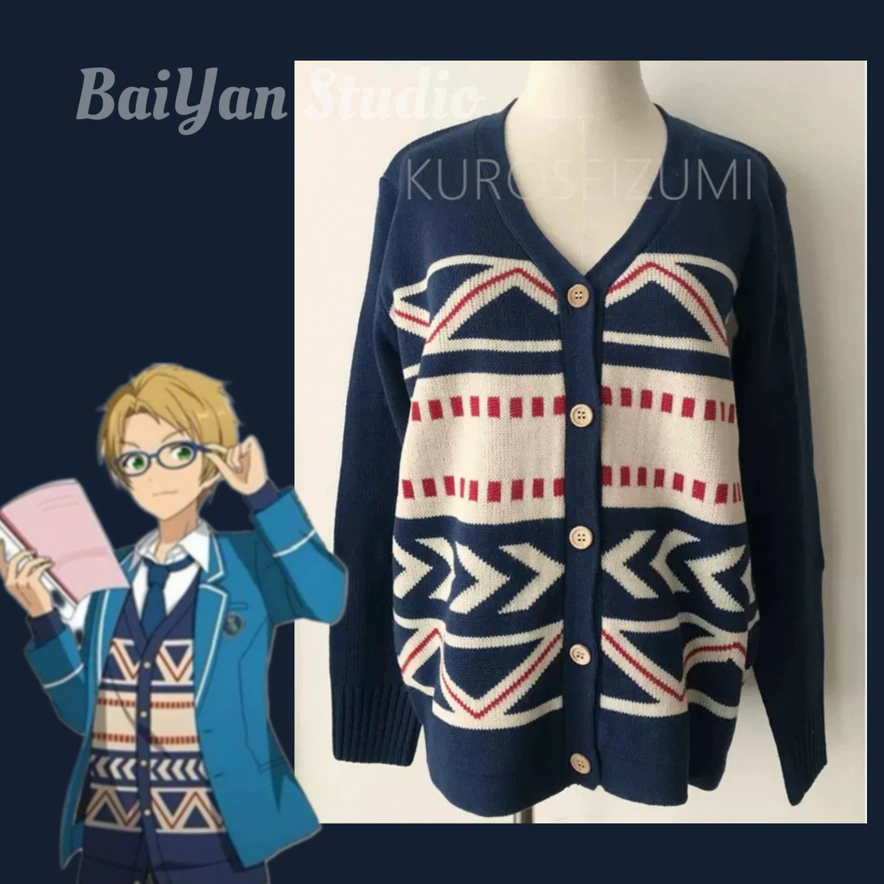 

Униформа Новый ES Юки Макото Косплей Костюм Хэллоуин Рождественская роль в наличии Повседневный свитер кардиган Ансамбль Звезды