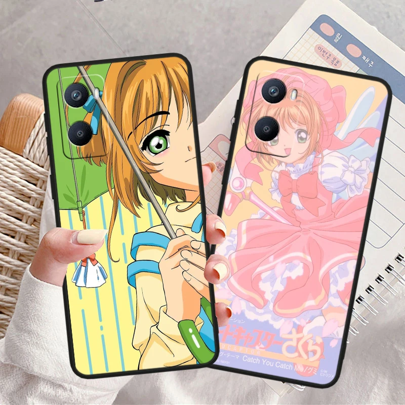 Anime Cardcaptor Sakura Cute Tpu Silicone For OPPO A98 A96 A94 A74 A72 A57S A55 A53S A15S A16K A5 Black Cover