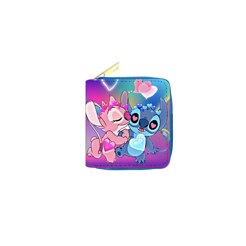 Disney stitch portfel Cartoon Lilo Stitch Anime drukowana postać krótka portmonetka wielowarstwowa portfel z saszetką na karty Christmars prezenty