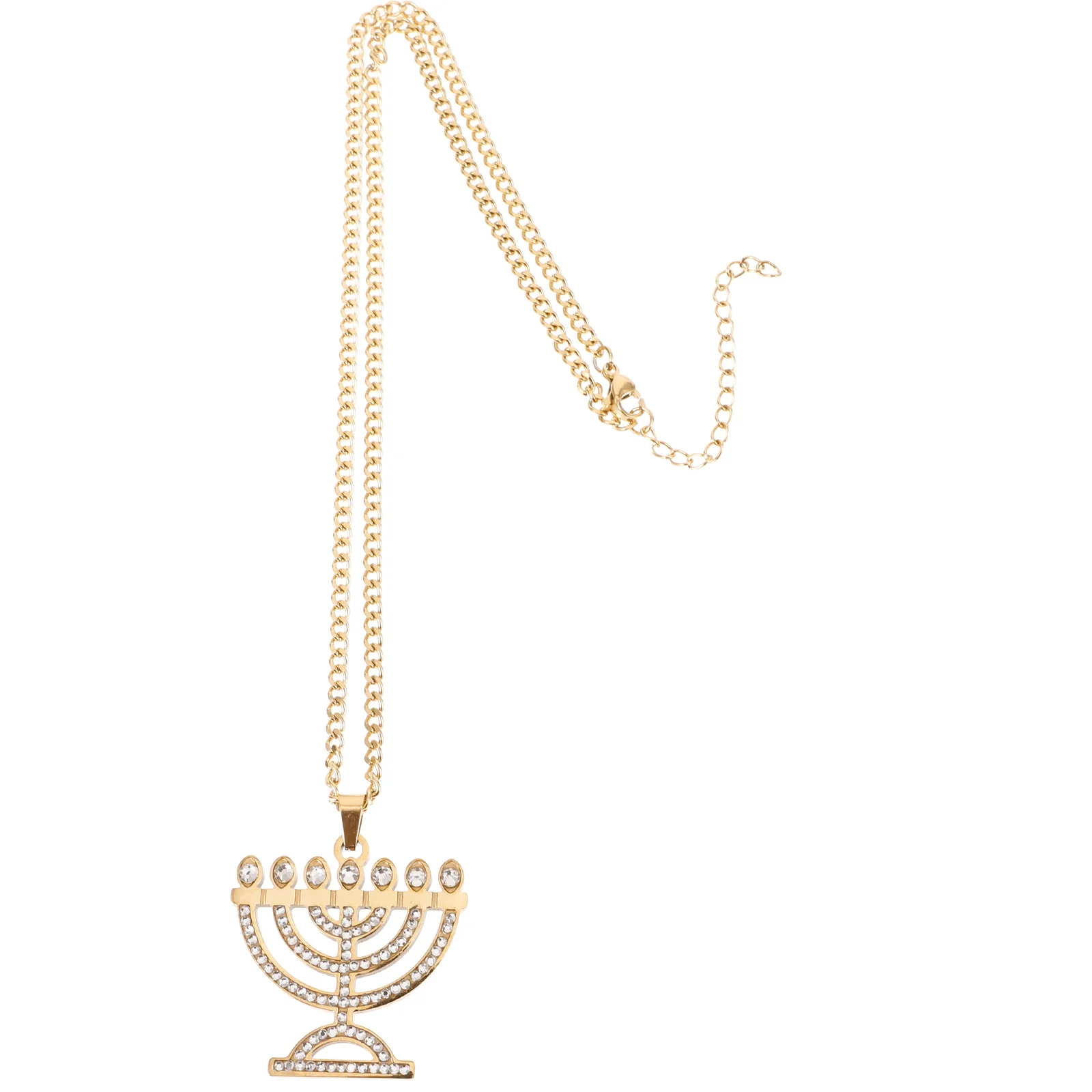 

7 Branches Menorah Pendant Necklace Women Hanukkah Necklace Stylish Lightweight Jewelry Gift Chain Necklaces for Women
