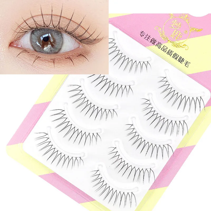 5 Pairs False Eyelashes A Type Eyelashes Upgraded Lash V-shaped 0.14mm Transparent Stem Soft Natural Eye Mink Lashes Makeup