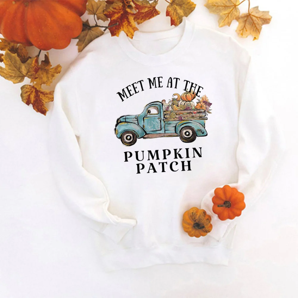 Hello Pumpkin Print Sweatshirt Thankful Grateful Blessed Hoodie Women Fashion Thanksgiving Pullover Streetwear Halloween Clothes