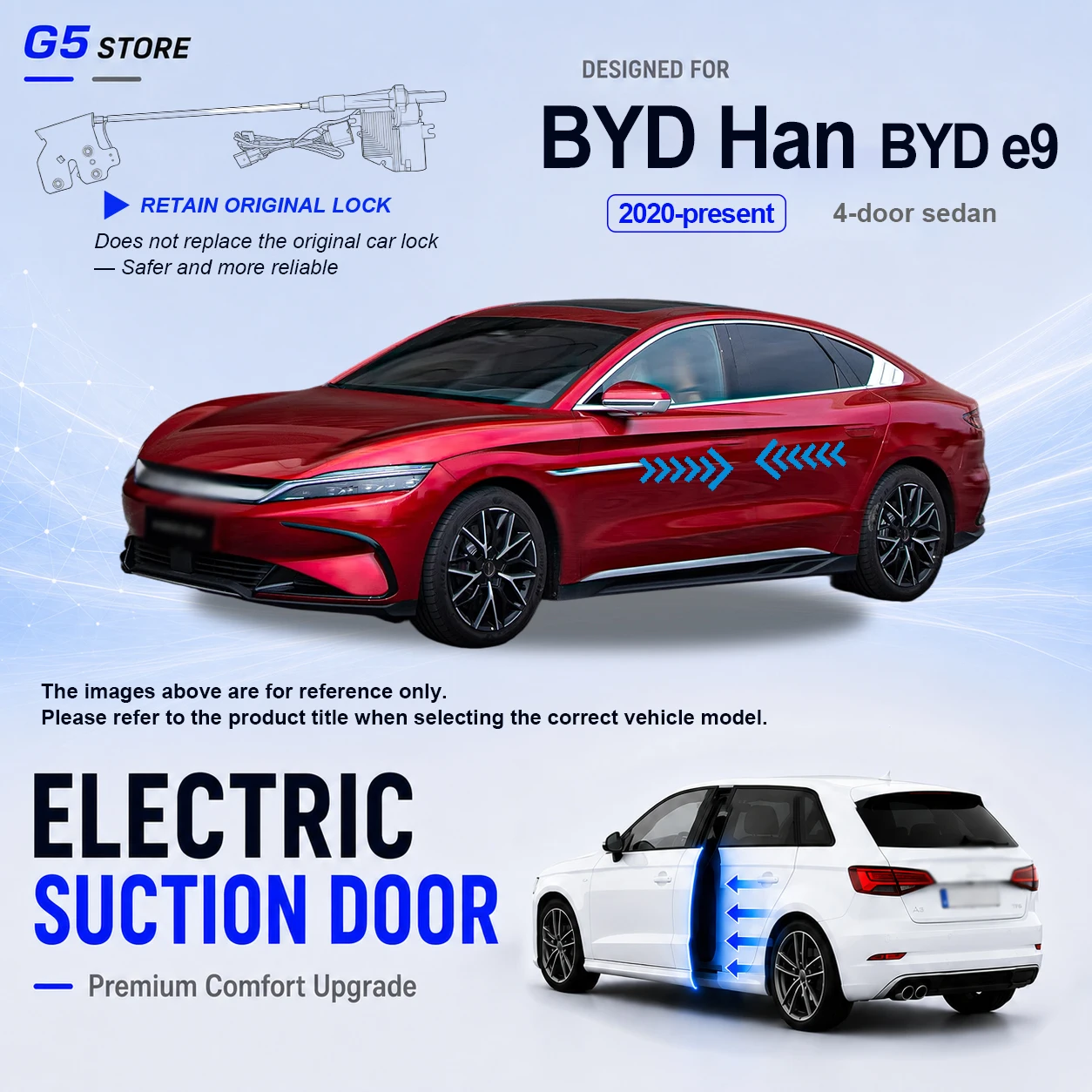 For BYD Han e9 DM/EV 2020-present Car Electric Suction Door Soft Close Kit Retain Original Lock Automatic Door Closing System