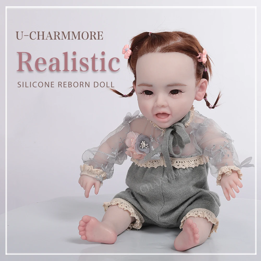 U-charmmore 17.7inch 5.7lbs Full Body Silicone Reborn Baby Doll Realistic Girl Dolls Painted DIY Blank Baby Children Toys