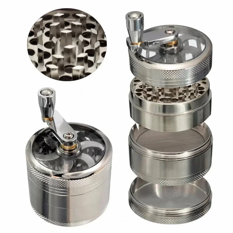 

4-layer Tobacco Grinder 40MM Manual Metal Zinc Alloy Herb Mill Spice Crusher Smoke Grinder Crusher Hand Crank Miller Men Gift