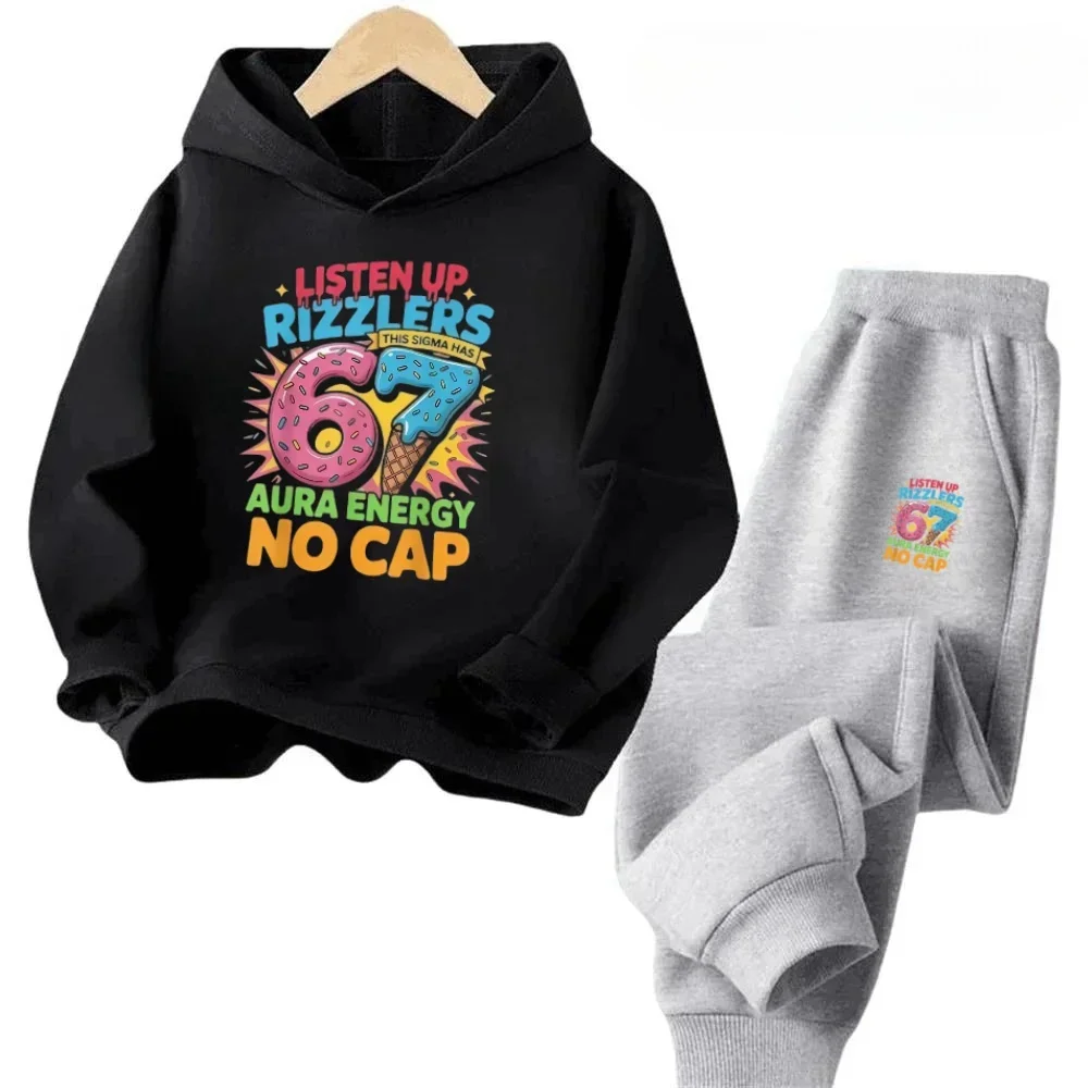67 Comfortable Set for Kids 4-13 Years Old Organic Cotton Anti-Shrink Suit Skin-Friendly Schoolwear Kids Comfortable Sweatshirt