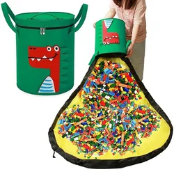 Saco de armazenamento de brinquedos dobrável de feltro destacável, organizador de animais fofos, sacos ziplock, à prova de poeira, bloco de construção grande, tapete de brincar para crianças