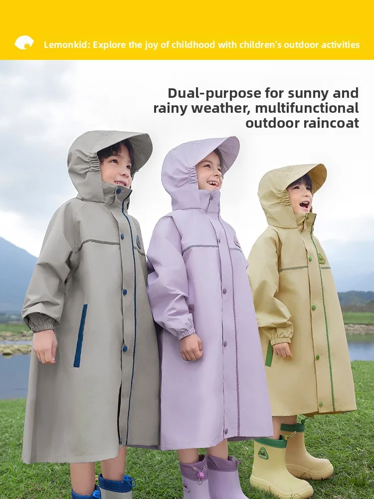 

Детский дождевик Lemon Baby, школьные принадлежности для мальчиков и девочек начальной школы, водонепроницаемый, из полиэфирного волокна, дышащий