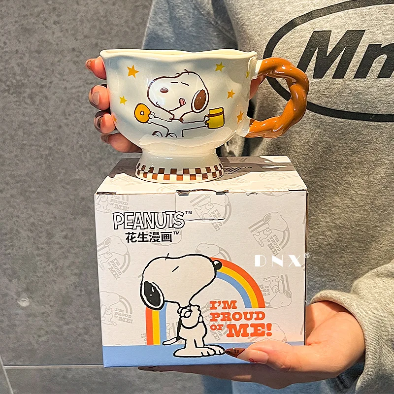 360Ml Cartoon Snoopy Flower Shape Ceramic Large Capacity Mug Kawaii Couple Coffee Cup Sweet Girly Water Cup Birthday Gift