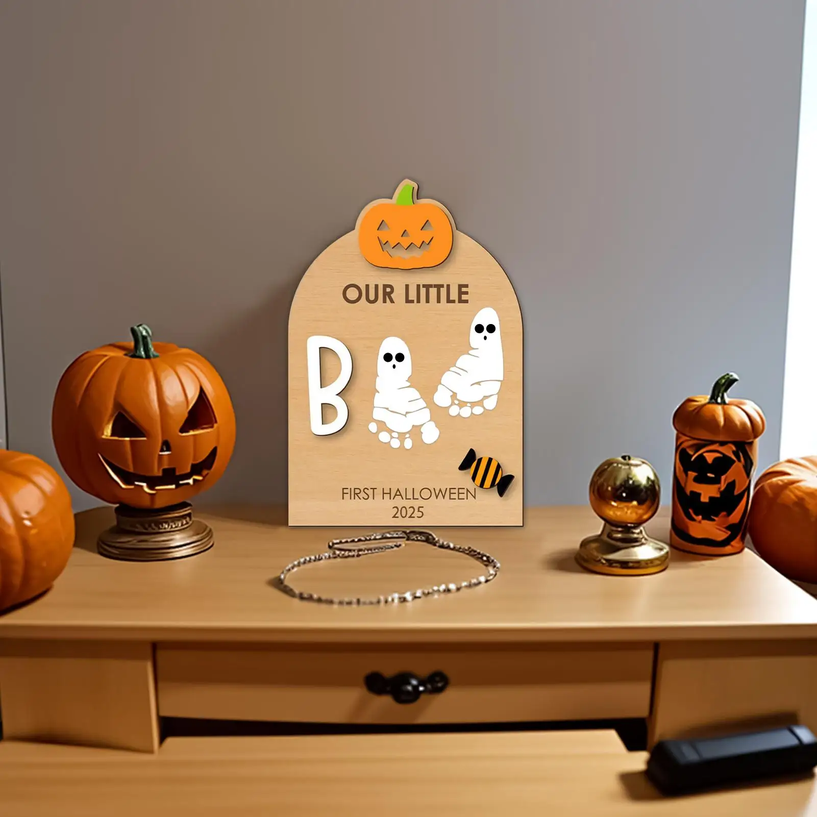Foot Print Kit For Baby Halloween Footprint Or Handprint Art Sign Craft Kit With Ink Pad Hand Ornament For Birth Shower Mom Dad