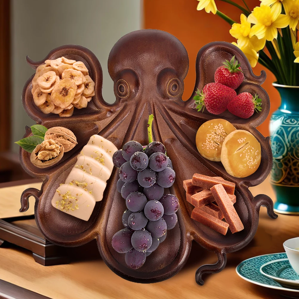 

Octopus Charcuterie Platter Charcuterie Board Animal Themed Wood Serving Tray Multi-Function for Seafood Lovers & Entertainers
