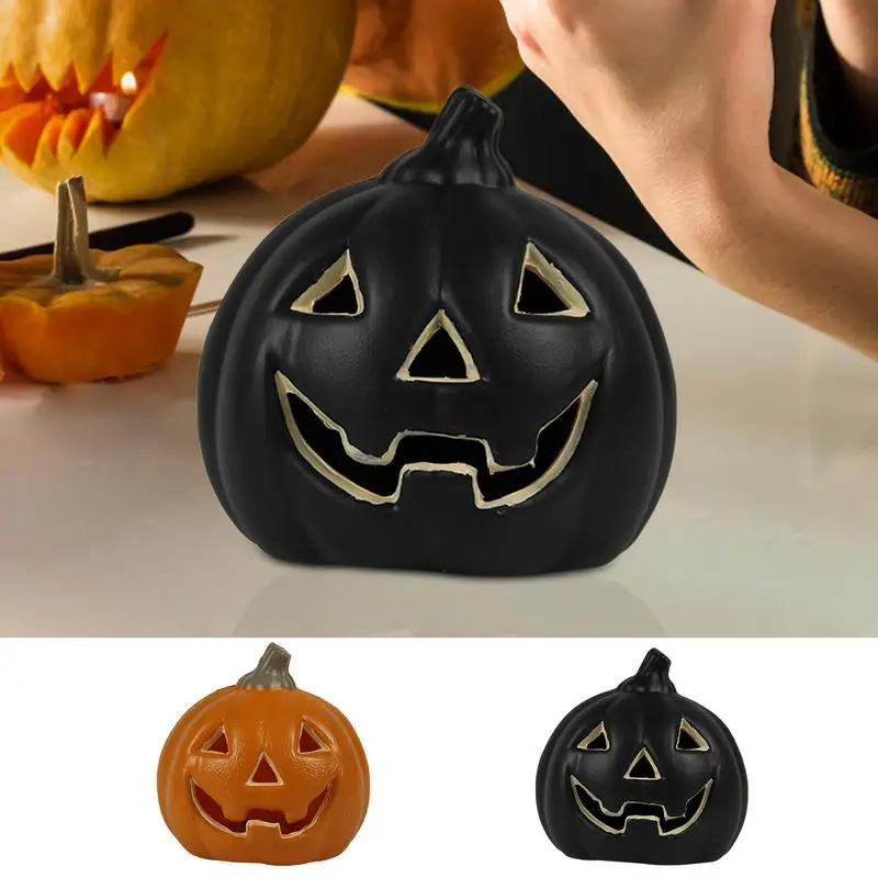 Pumpkin Desk Light Resin Pumpkin Statue Lamp Festival Atmosphere Desk Lights For Amusement Park Dining Table Harvest Day