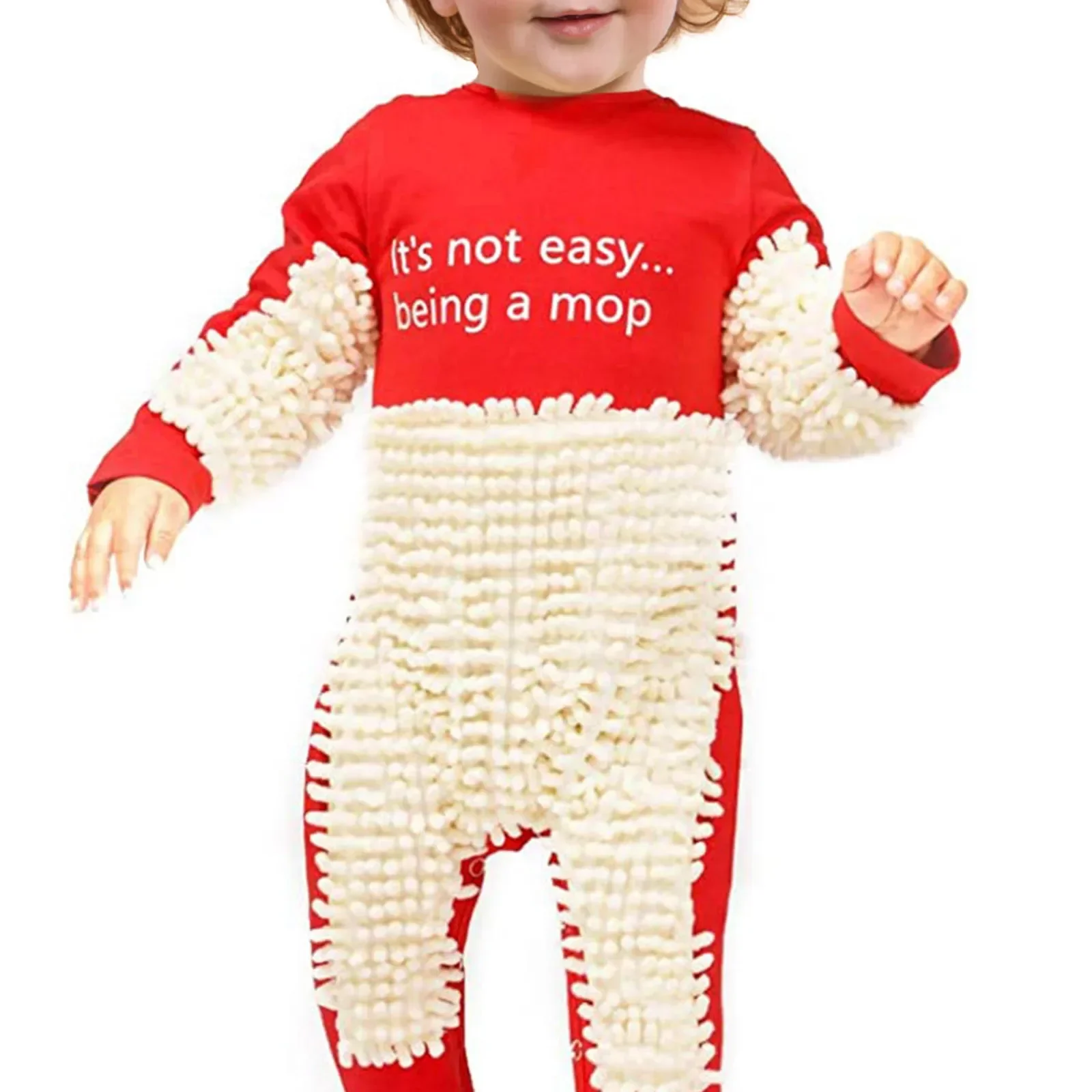 

Baby Mop Rompers Outfit Unisex Rompe Boy Girl Polishes Floors Cleaning Mop Suit Cleaning Mop Sui Kids Crawls Toddler Jumpsuit