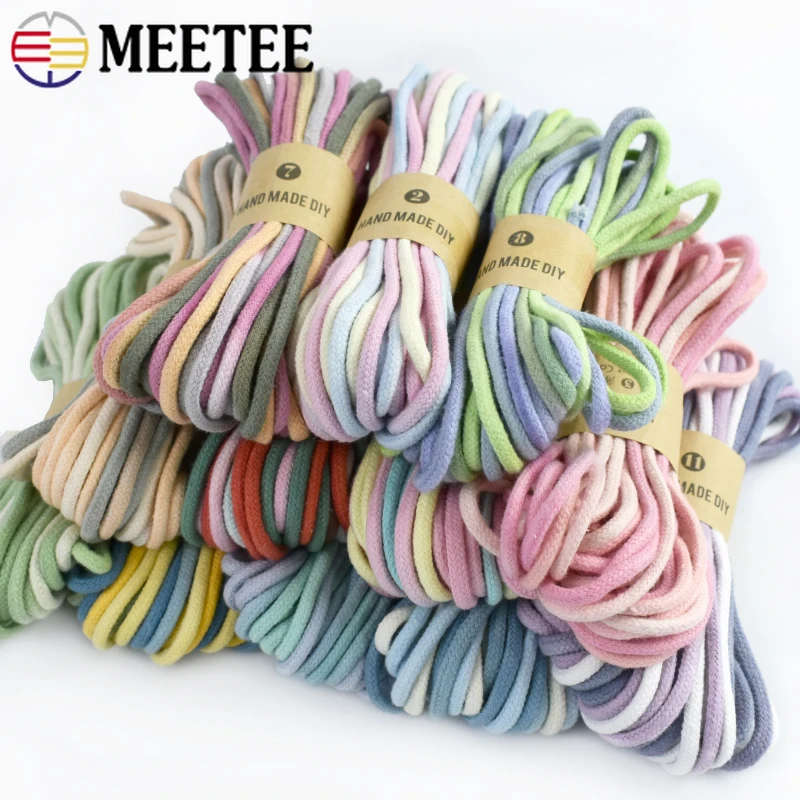 

1Pc(8M) 3mm Gradient Color Cotton Rope Handmade Soft Cord DIY Handicraft Material Bag Home Textile Decor Cords Sewing Accessory