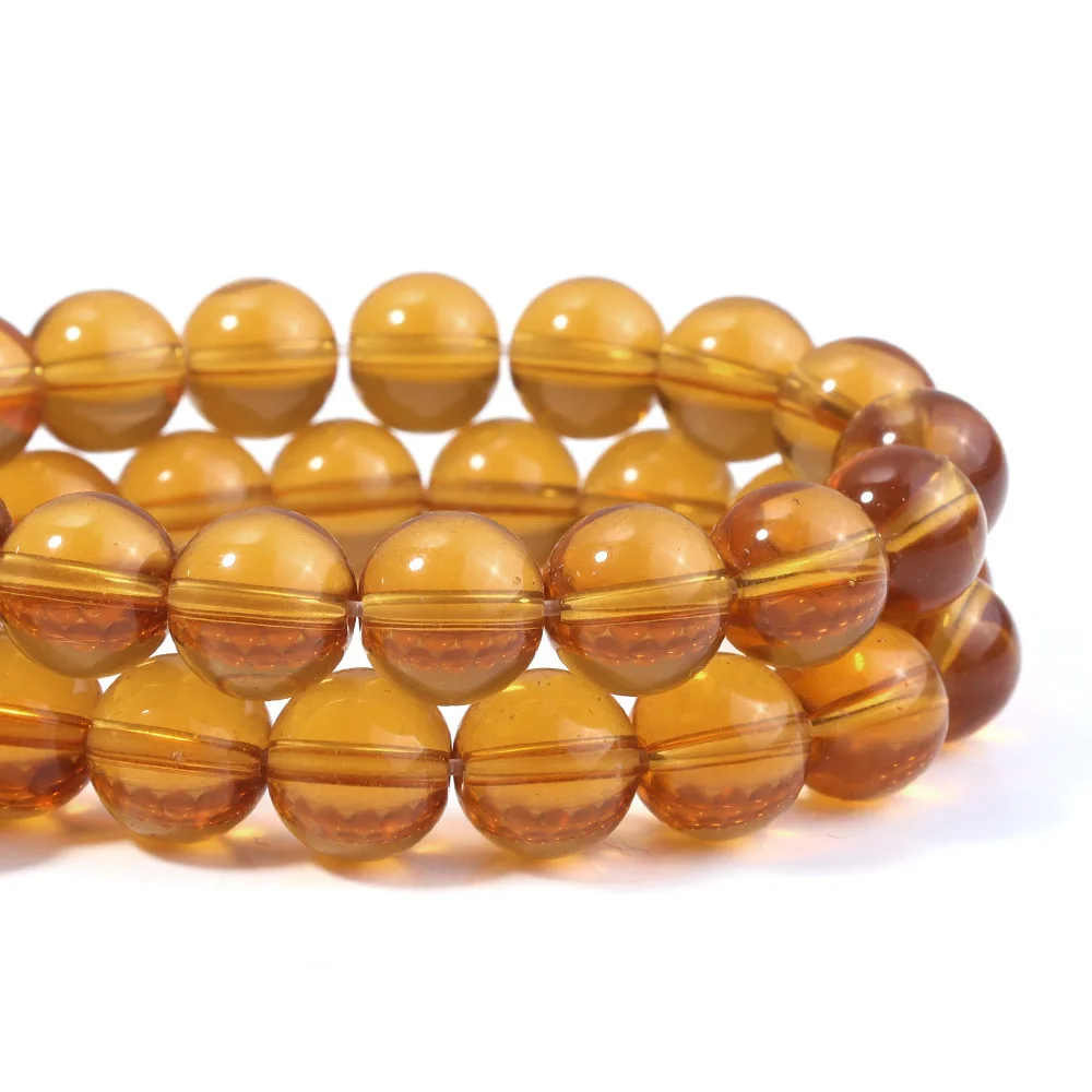 33-100pcs/Strand Amber Color Glass Beads for Jewelry Making  4 6 8 10 12mm Round Loose Spacer Beads DIY Bracelet Necklace