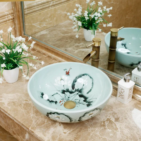 

Jingdezhen Bathroom ceramic sink wash basin Counter Top Wash Basin Bathroom Sink bowl