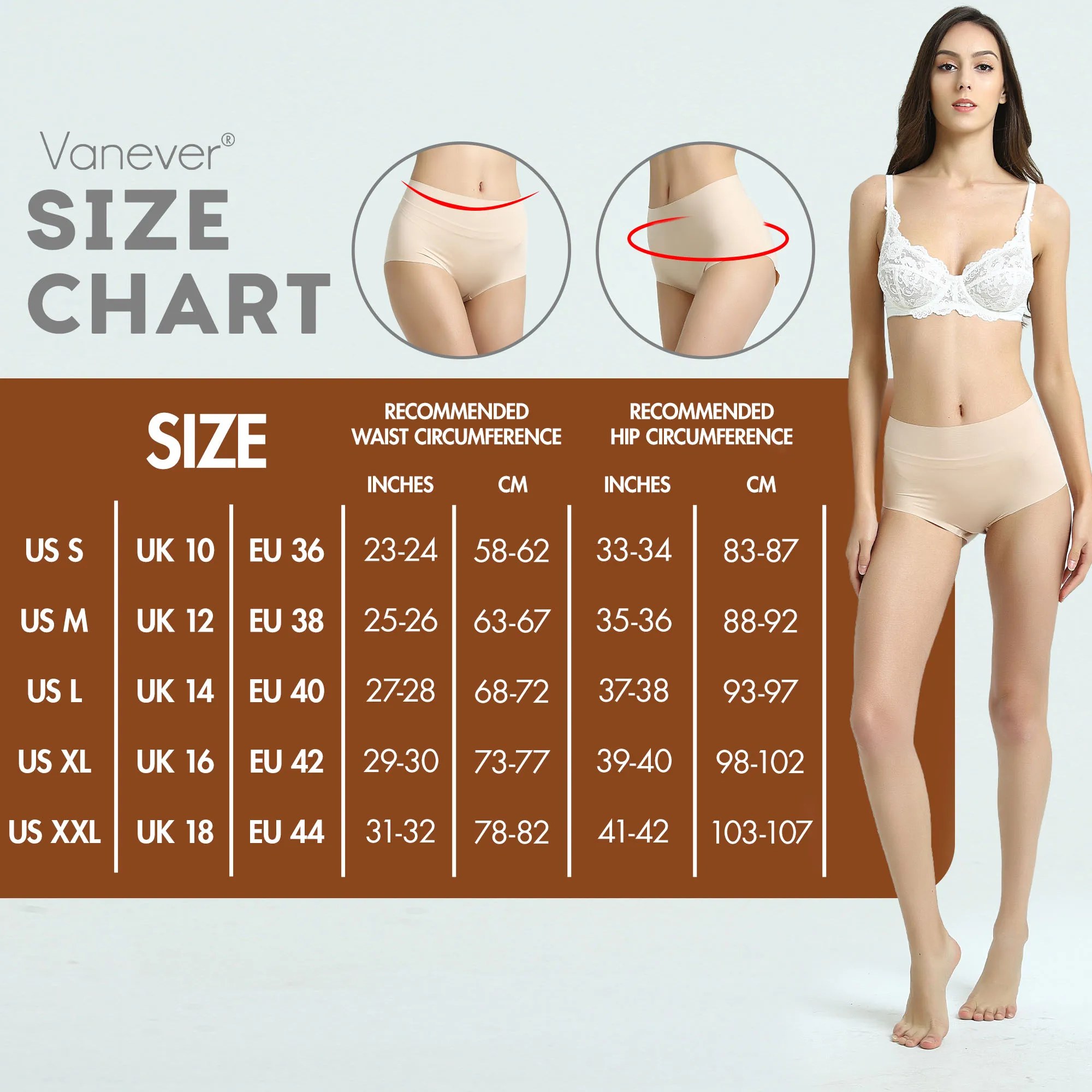 Vanever 2 Pcs High Waist Seamless Women Panties, Ultrathin Invisible No Line Briefs,  Breathable Smooth Soft Lingerie& Underwear