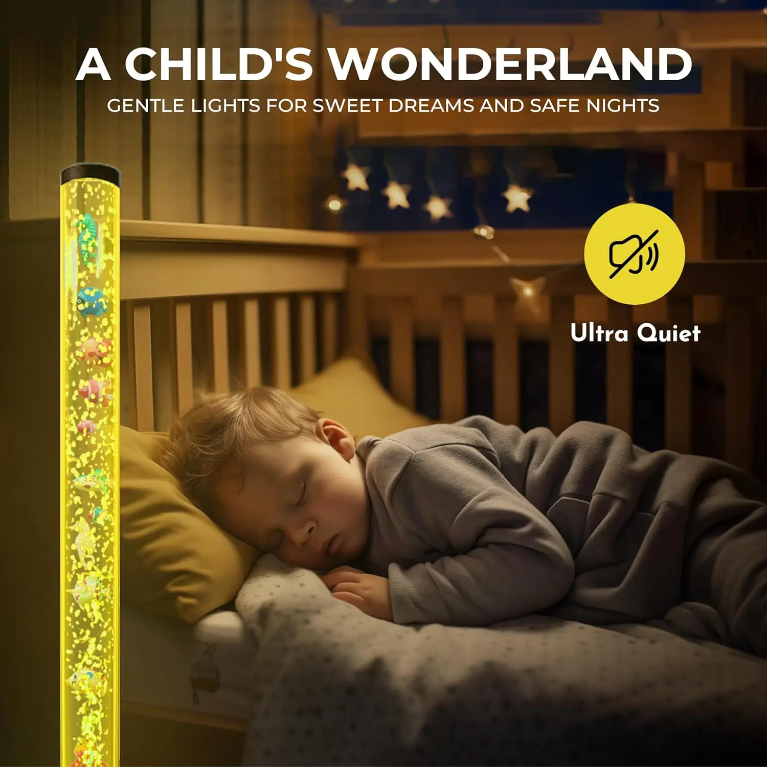 4ft LED Water Bubble Tube Lamp with 16 Color Changing Effects, Remote Control & Fish Decor for Kids and Home