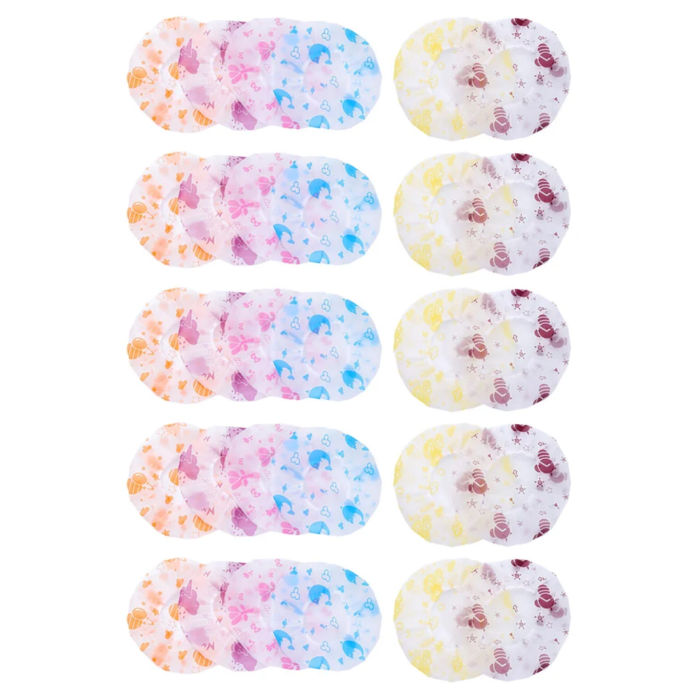 

30 Pcs Frosted Printed Shower Cap Kids Caps for Women Reusable Waterproof Hair Large Adjustable Girls