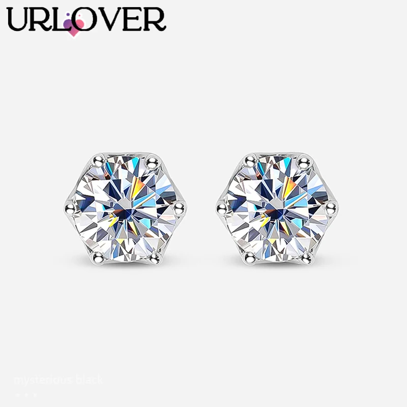 

URLOVER 1CT Moissanite Earring S925 Sterling Sliver Plated with 18k White Gold Earrings for Women Wedding Sparkling Fine Jewelry