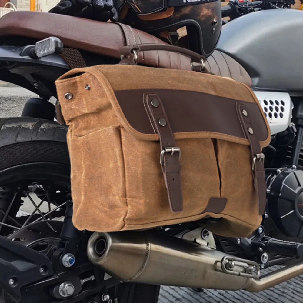 Motorcycle Vintage Men Side Bag Waterproof For Honda Shadow For Sportster XL883 XL1200 For BMW Harley Large Capacity Travel Bags