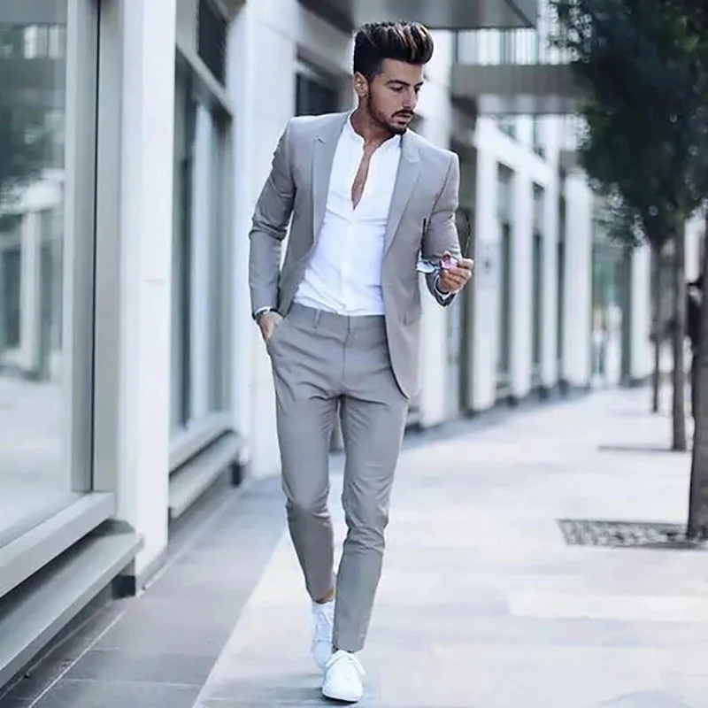 (Jacket+Pants) Casual Business Men Suits for Wedding Suits Man Tuxedos Slim Fit Peak Lapel Terno Masculino costume homme 2023