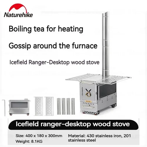 네이처하이크 야외 난방 장작 스토브, 휴대용 스테인레스 스틸 더블 윙, 캠핑 피크닉 바베큐 요리 데스크탑 텐트 스토브  Best5
